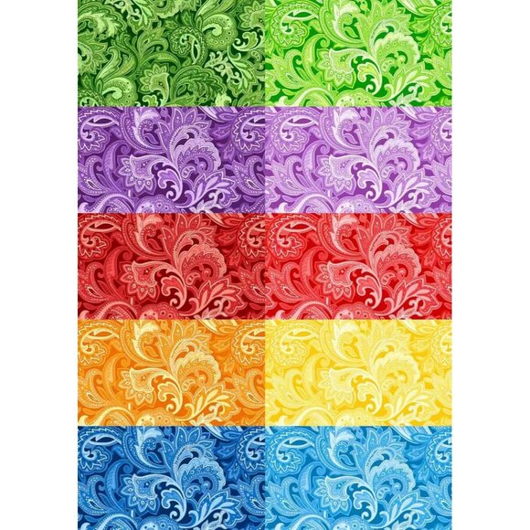 10"x 10" 50 PCS 100% Cotton Floral Fabric Squares Bundles Quilting Supplies for - Picture 2 of 4